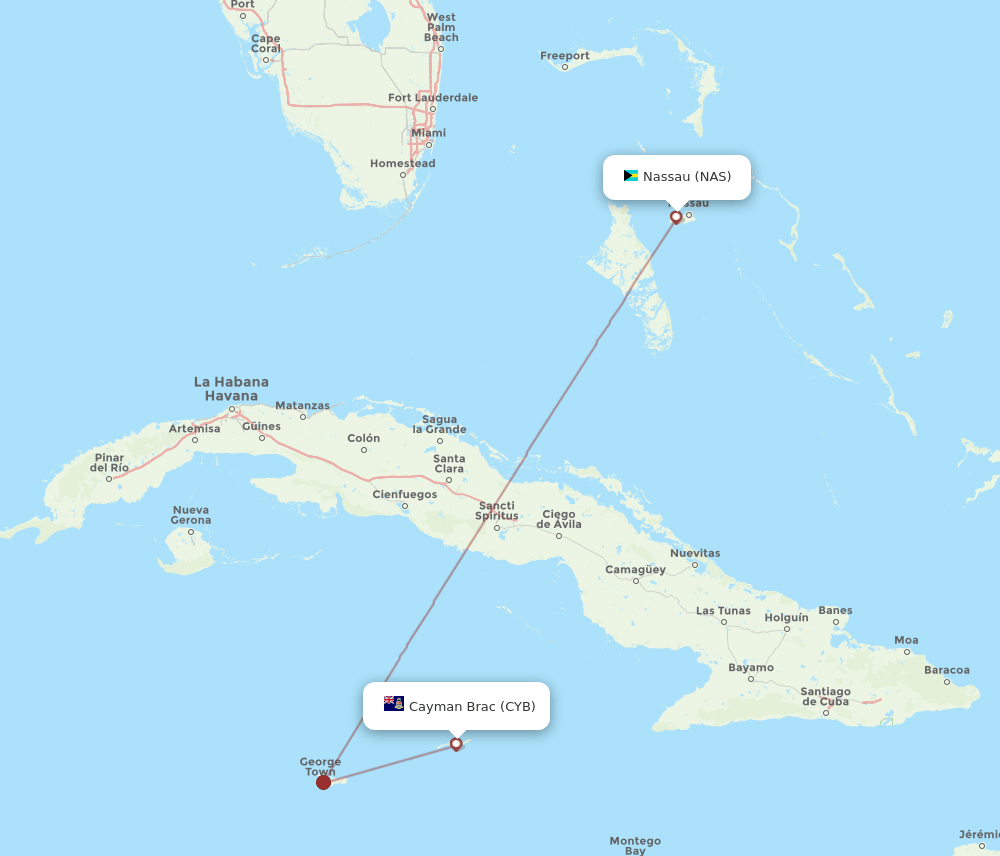 CYB-NAS flight routes