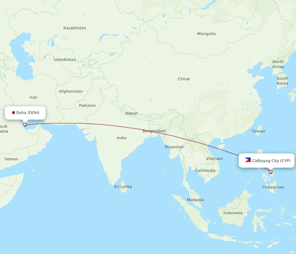 CYP to DOH flights and routes map