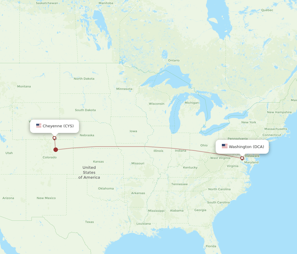 CYS-DCA flight routes