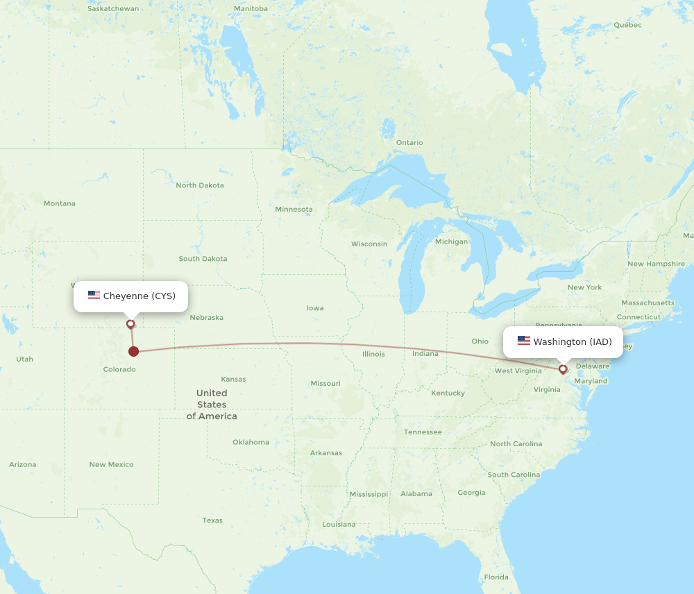 CYS-IAD flight routes
