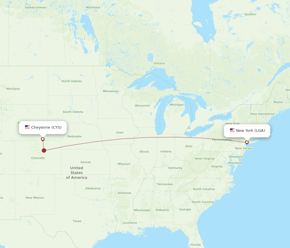 CYS-LGA flight routes