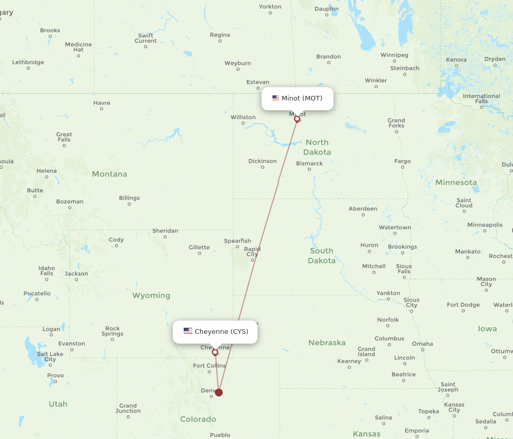 CYS-MOT flight routes