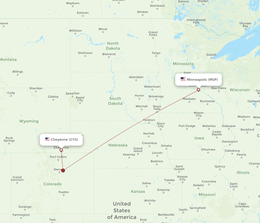 CYS-MSP flight routes
