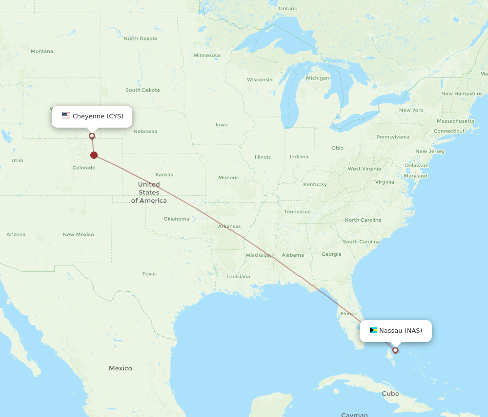 CYS to NAS flights and routes map
