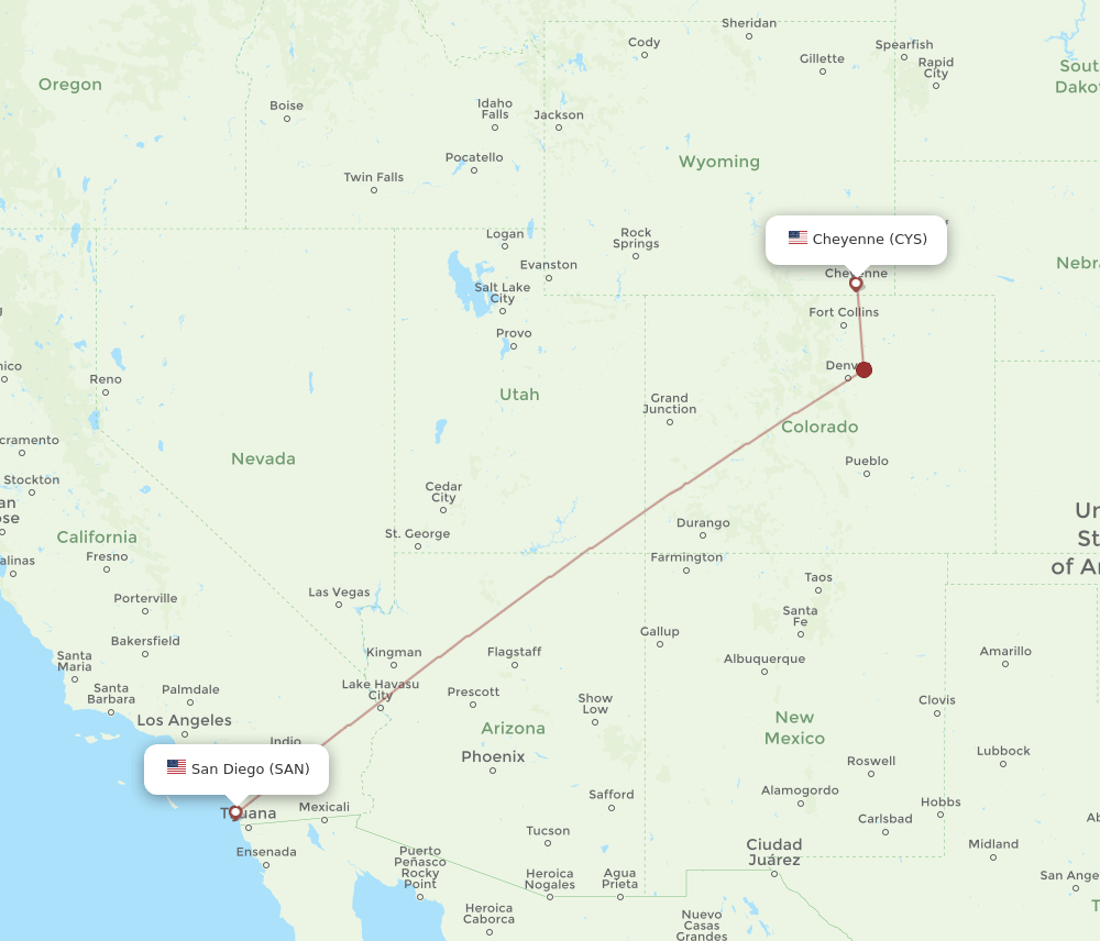 CYS-SAN flight routes