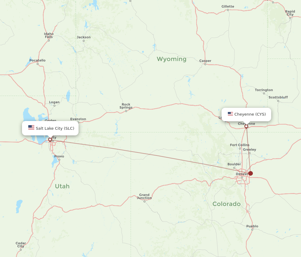 CYS-SLC flight routes