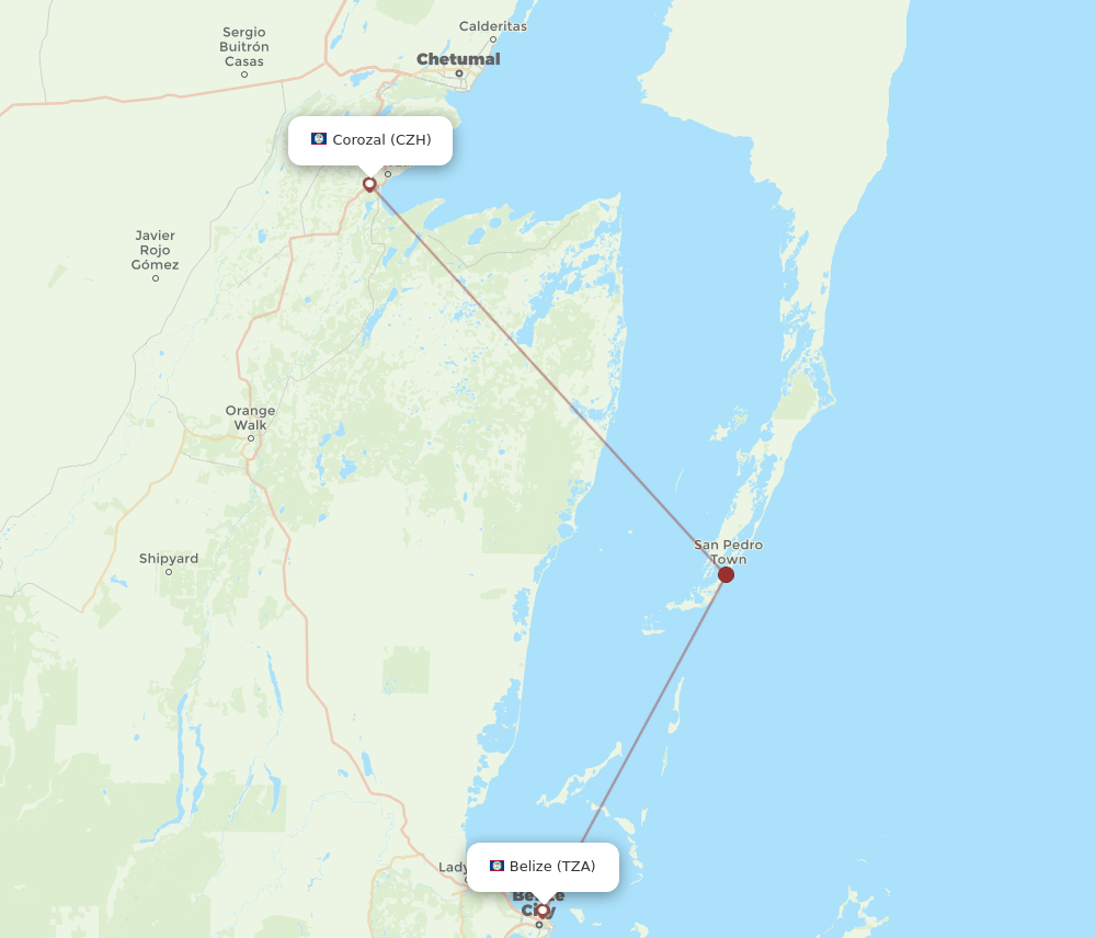 CZH-TZA flight routes