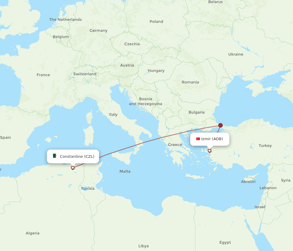 CZL-ADB flight routes