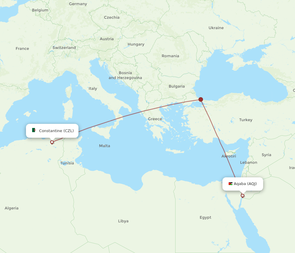 AQJ to CZL flights and routes map