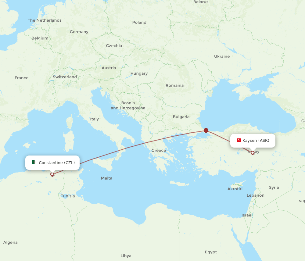 CZL-ASR flight routes