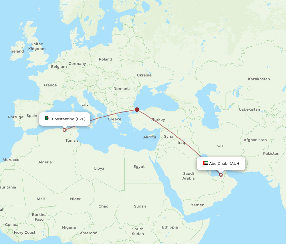CZL-AUH flight routes