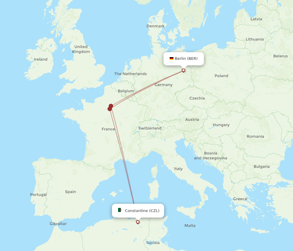 CZL-BER flight routes