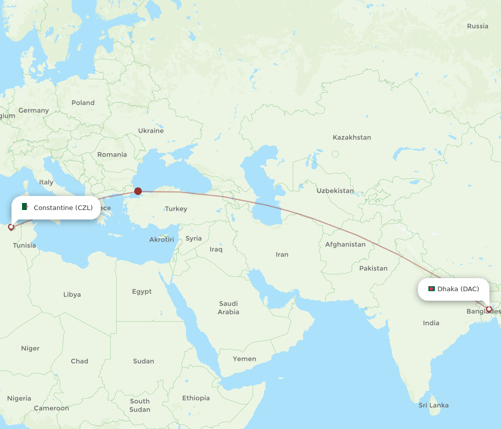 CZL-DAC flight routes