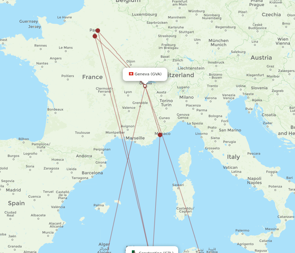 CZL-GVA flight routes