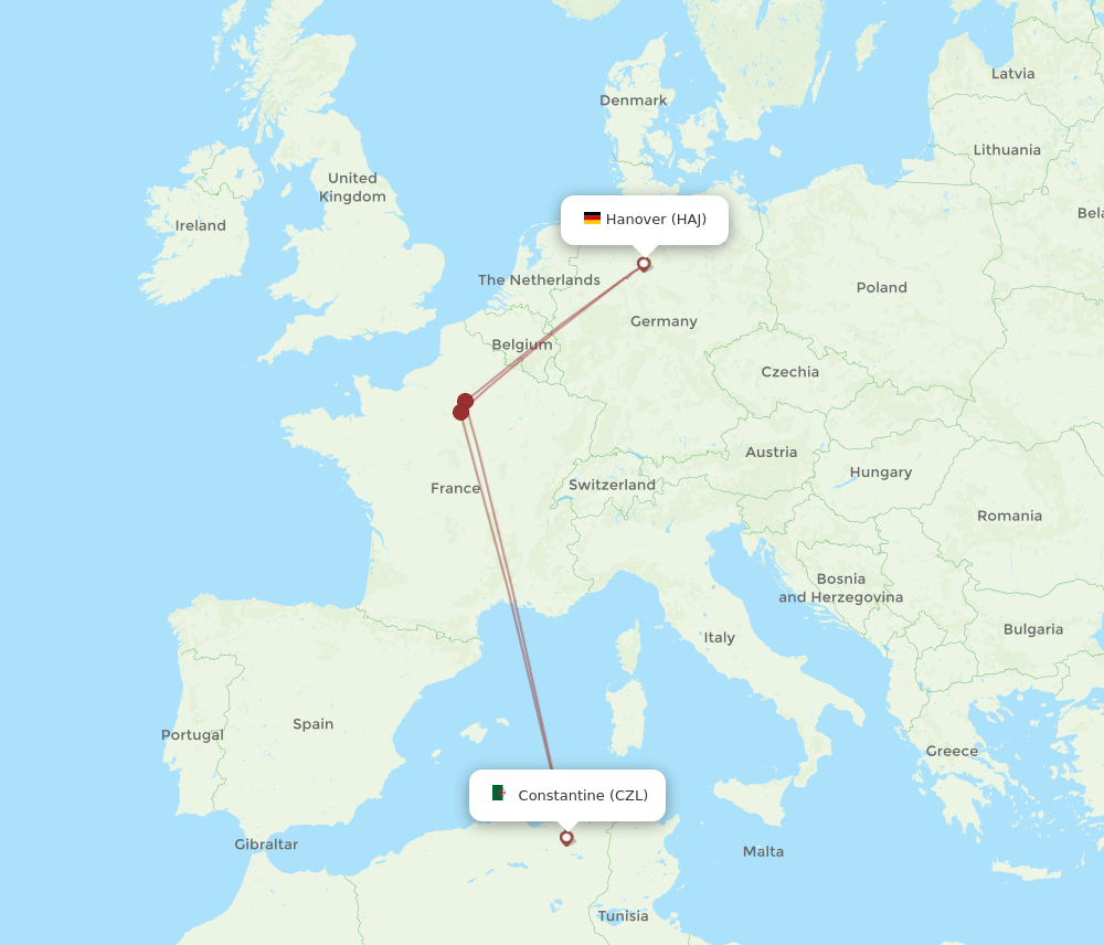 CZL-HAJ flight routes