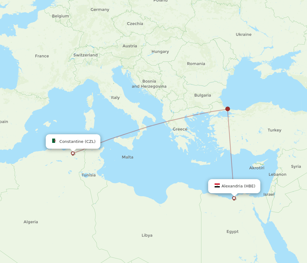 CZL-HBE flight routes