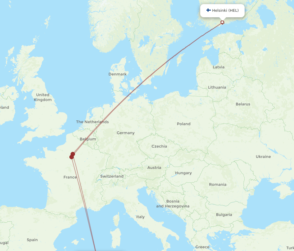 CZL to HEL flights and routes map