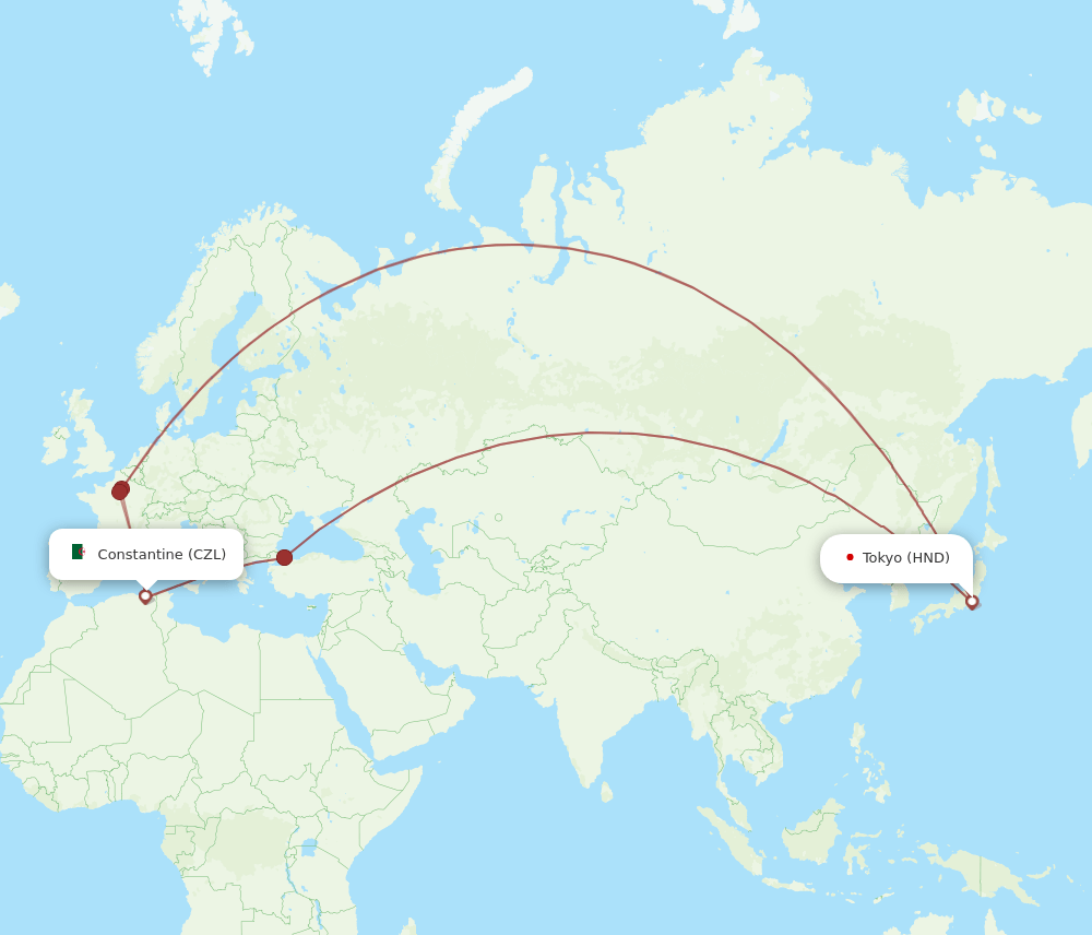 CZL-HND flight routes