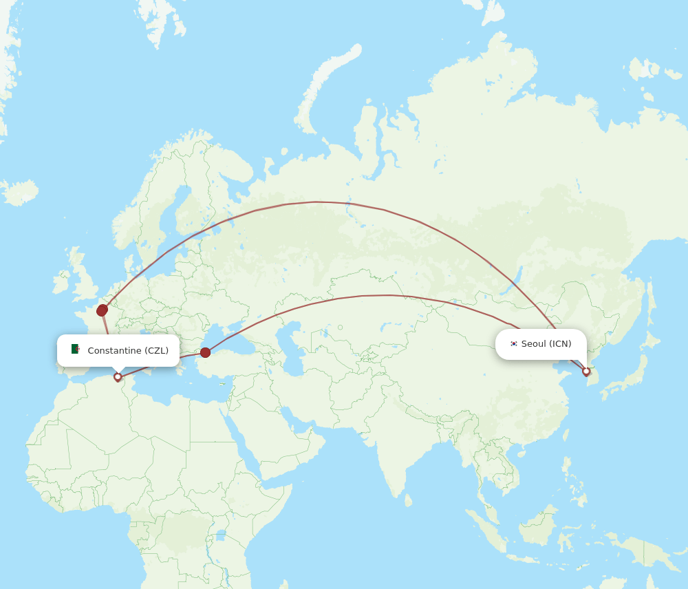 CZL-ICN flight routes