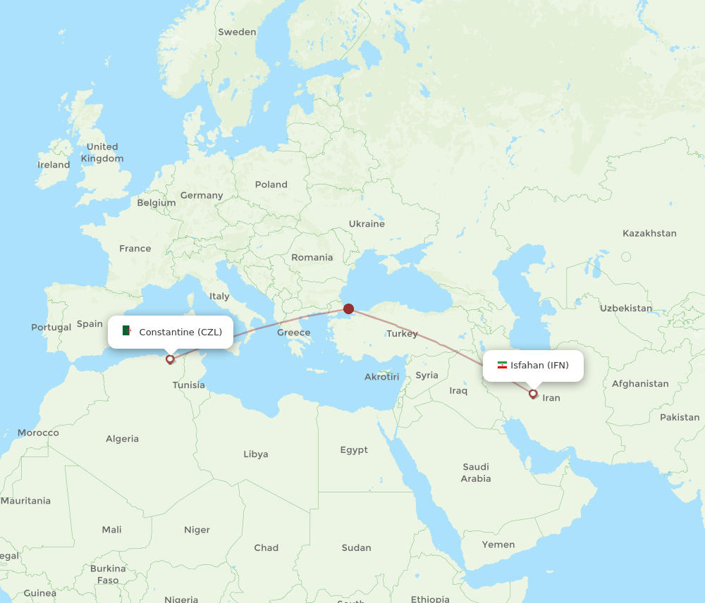 CZL-IFN flight routes