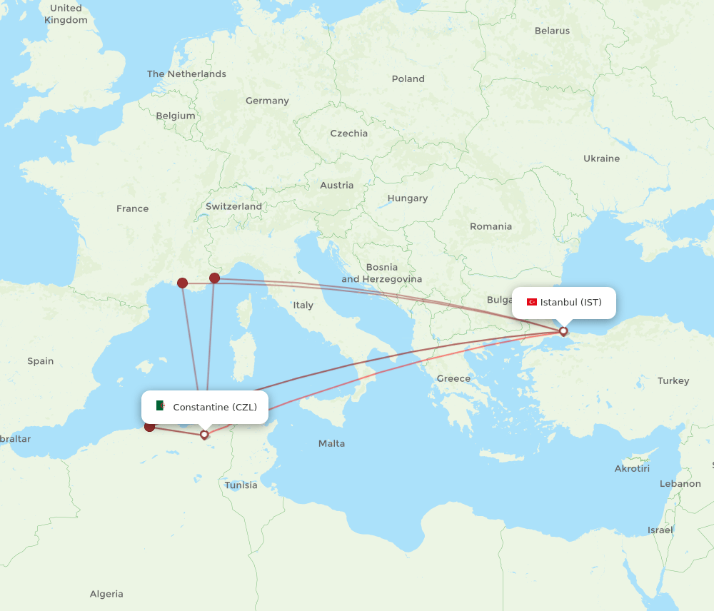 CZL-IST flight routes