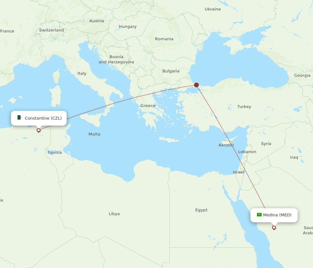 CZL to MED flights and routes map