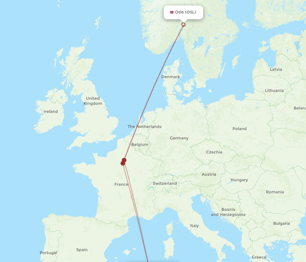 CZL-OSL flight routes