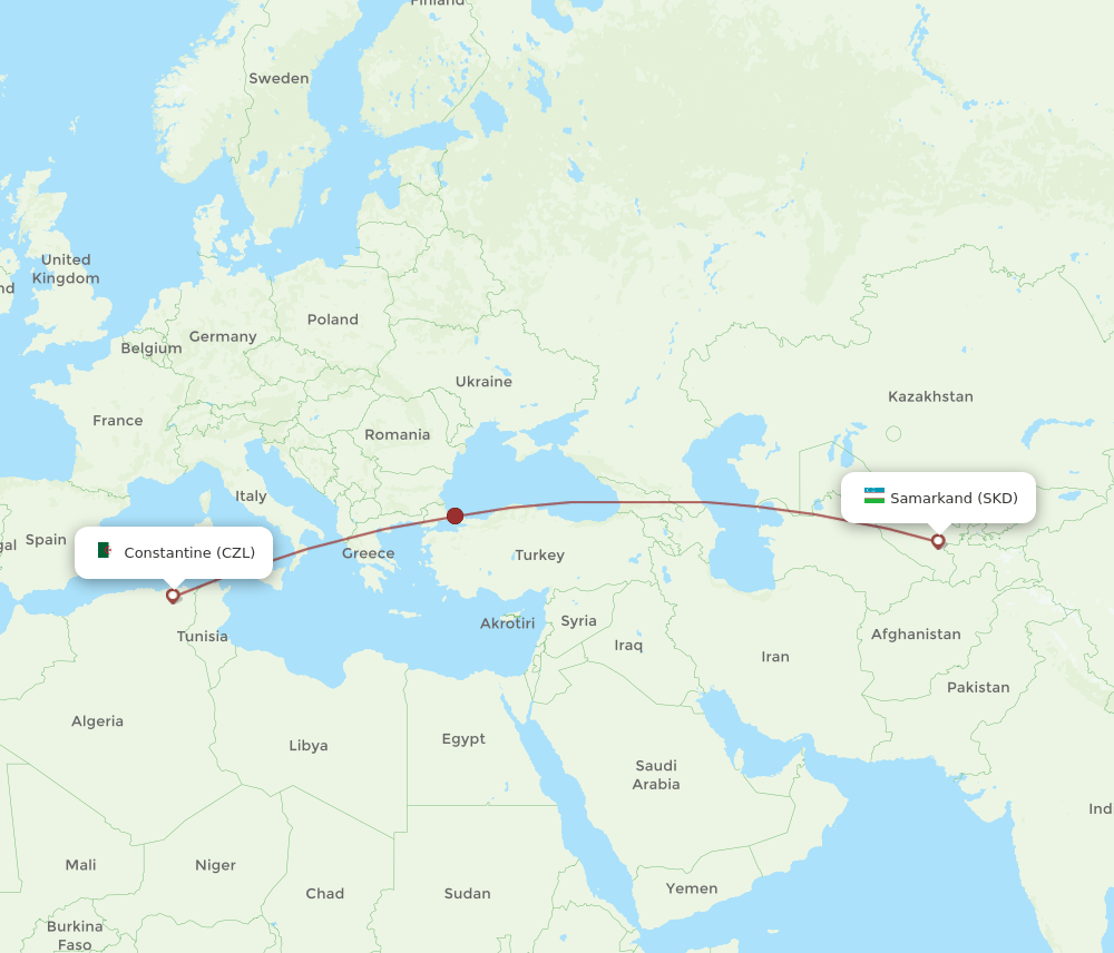 CZL-SKD flight routes