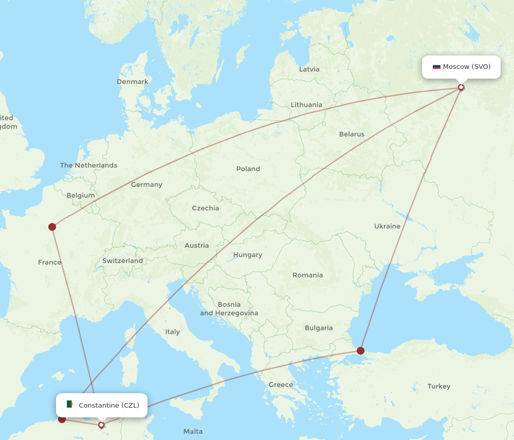 CZL-SVO flight routes