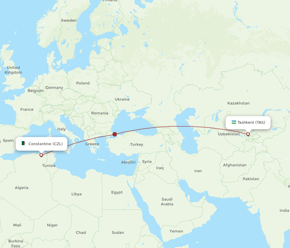 CZL-TAS flight routes