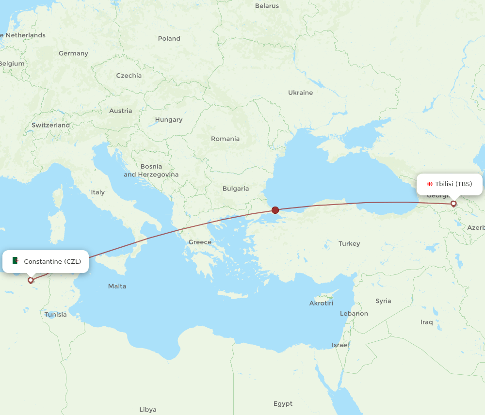 CZL-TBS flight routes