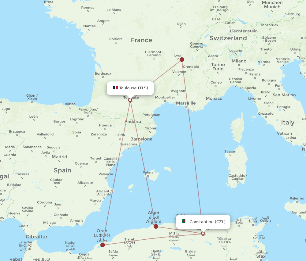 CZL-TLS flight routes