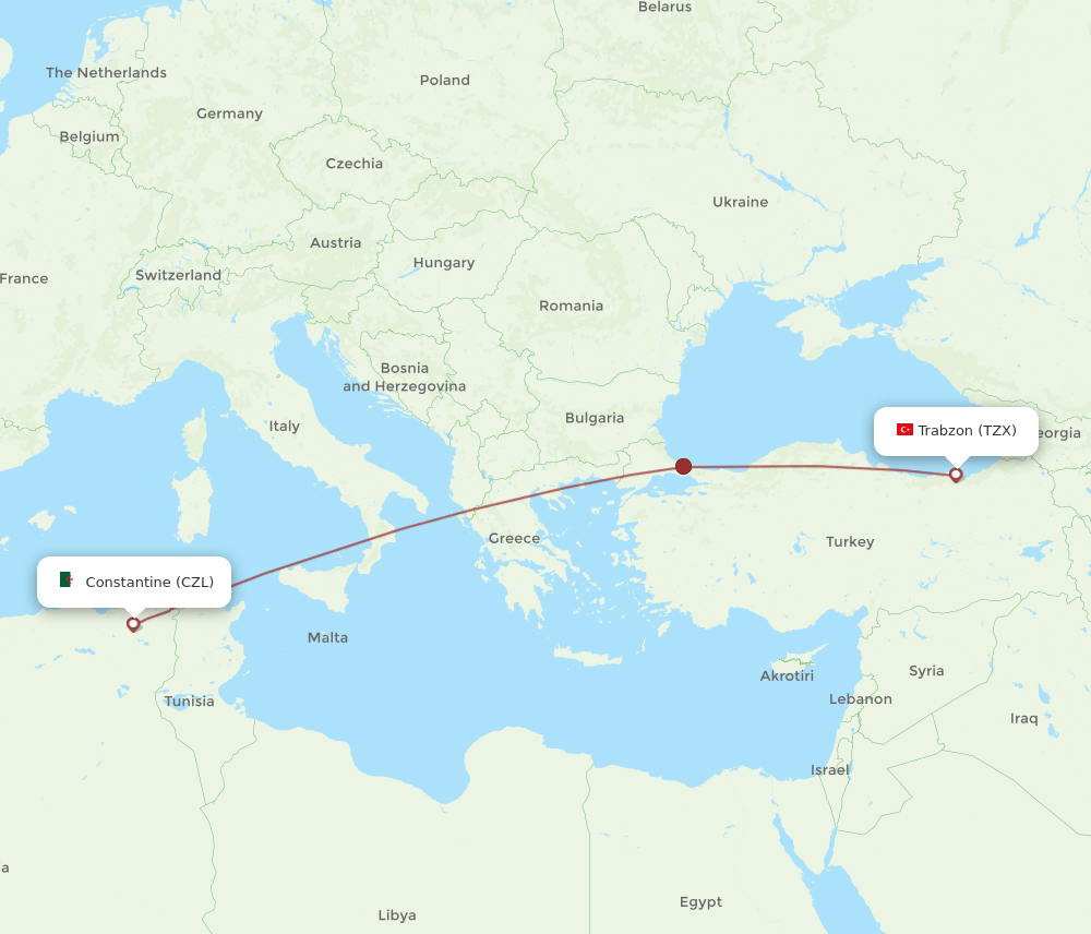 CZL-TZX flight routes