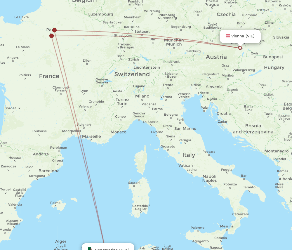 CZL-VIE flight routes