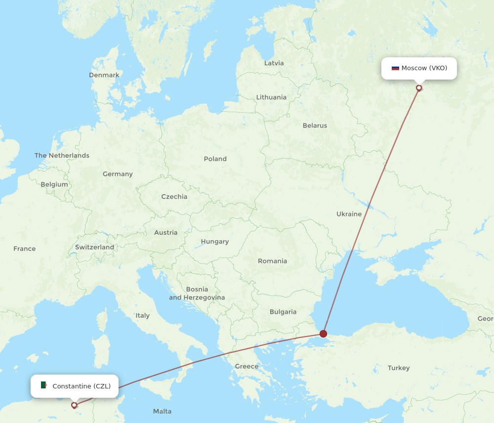 CZL-VKO flight routes