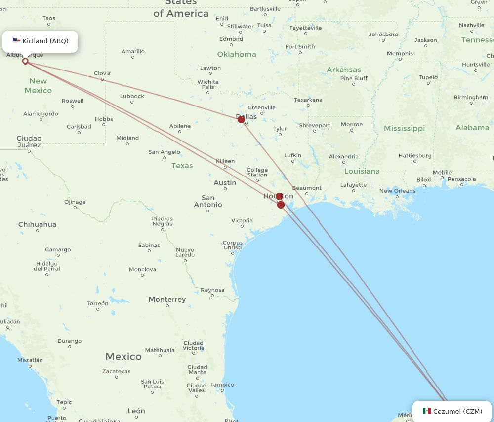 CZM-ABQ flight routes