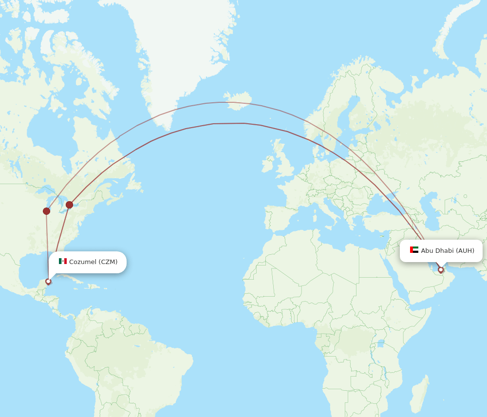 AUH to CZM flights and routes map