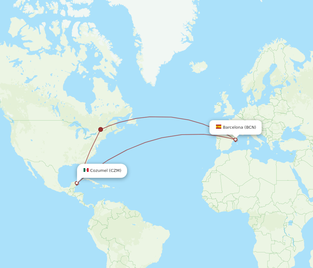 CZM-BCN flight routes