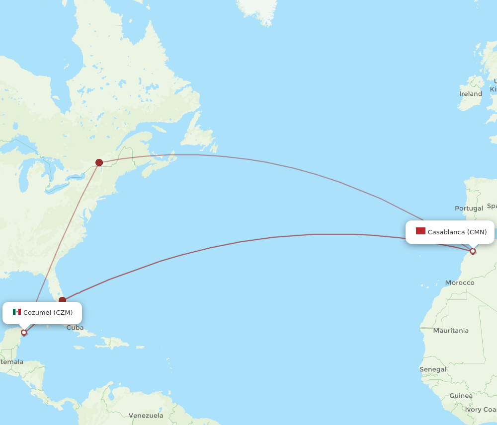 CZM-CMN flight routes