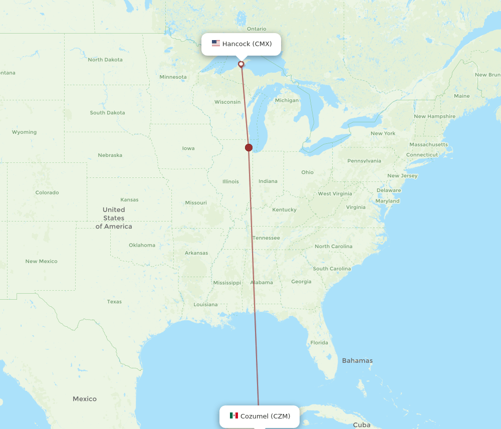 CZM-CMX flight routes