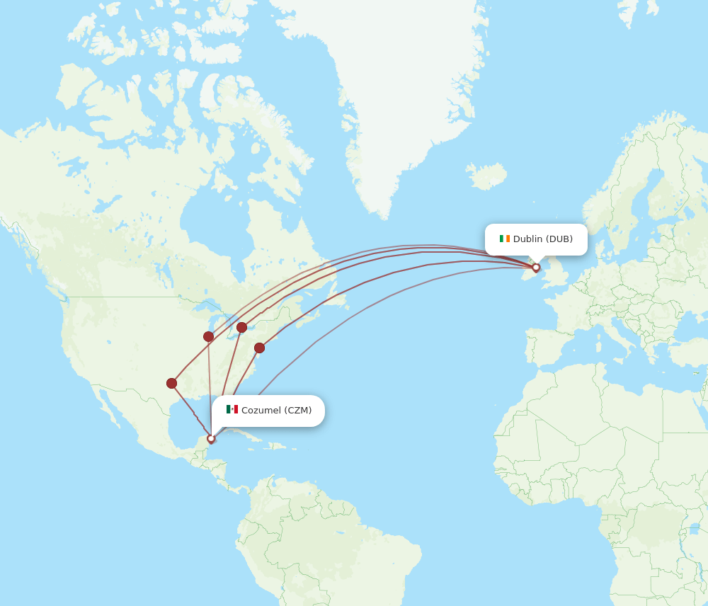 DUB to CZM flights and routes map