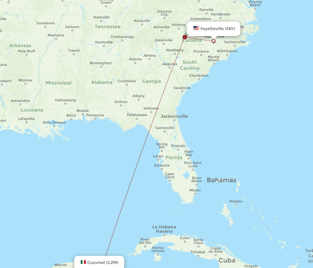CZM-FAY flight routes