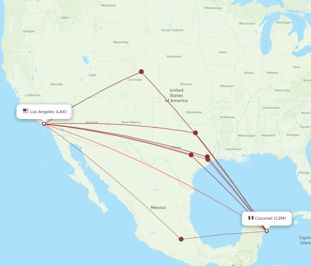 CZM-LAX flight routes
