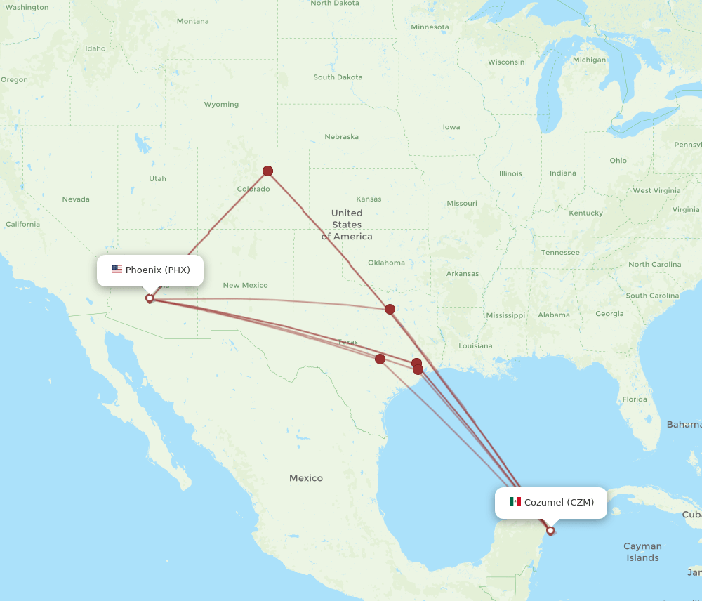 CZM-PHX flight routes