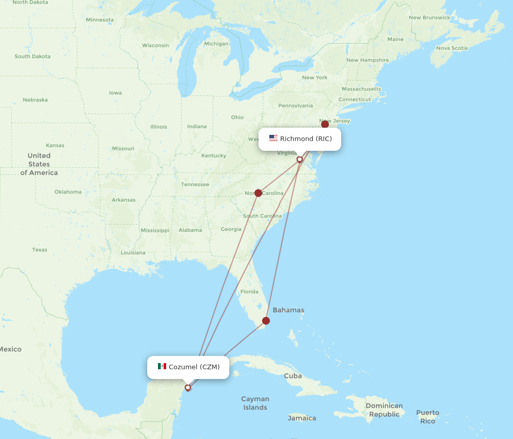CZM-RIC flight routes