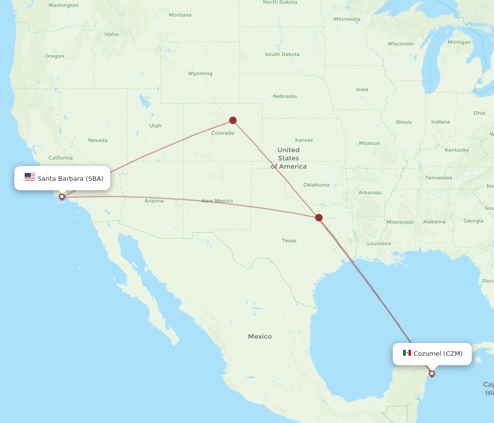 CZM-SBA flight routes