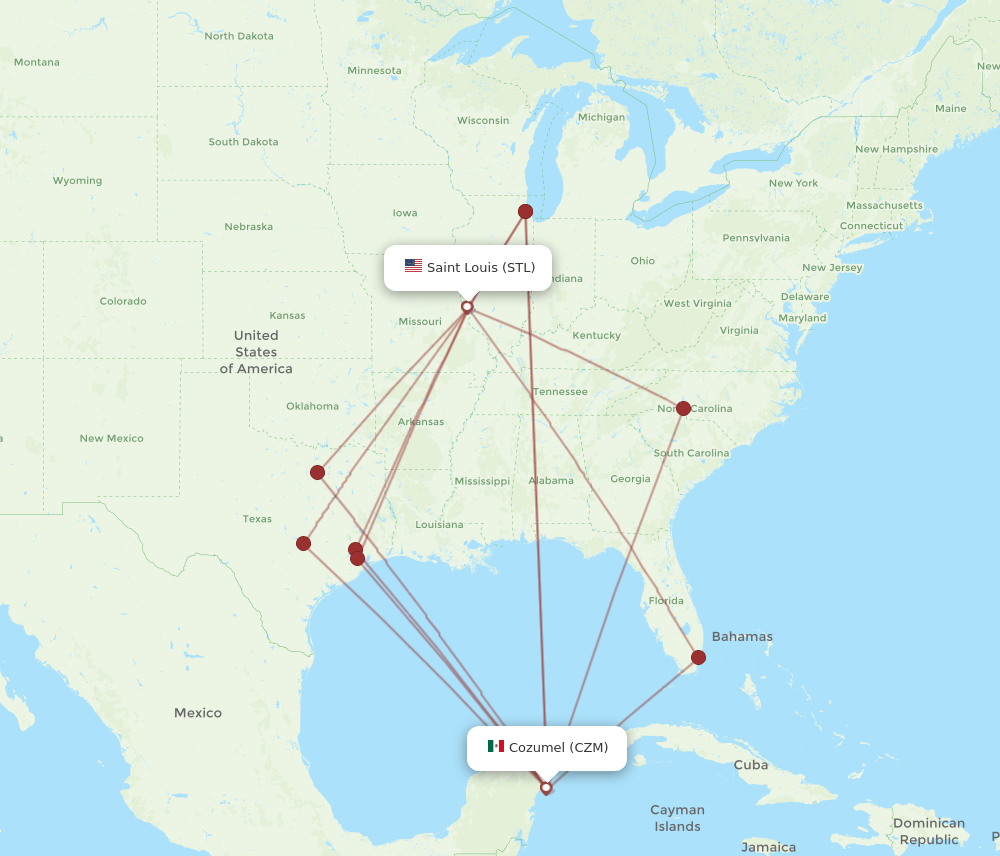 CZM-STL flight routes