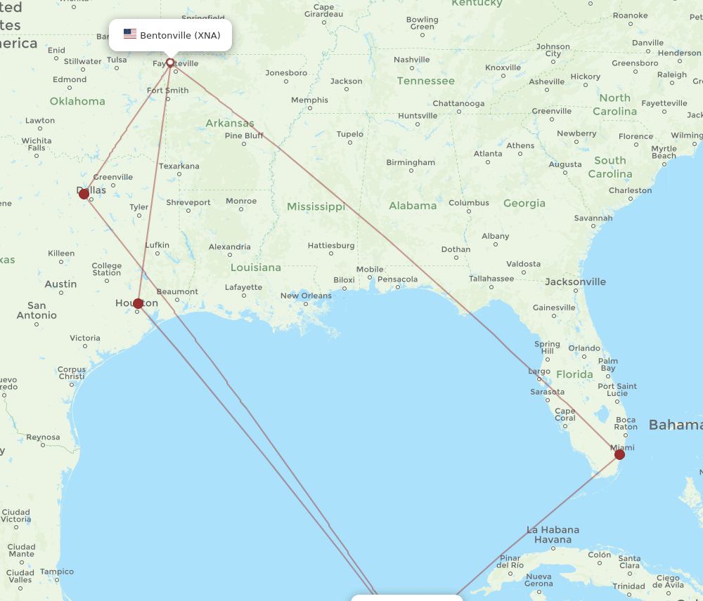 CZM-XNA flight routes