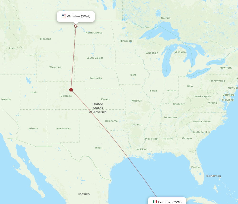 CZM-XWA flight routes