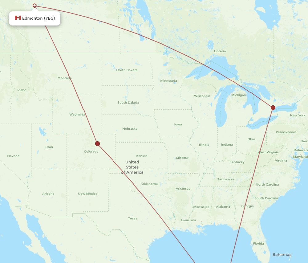 CZM-YEG flight routes